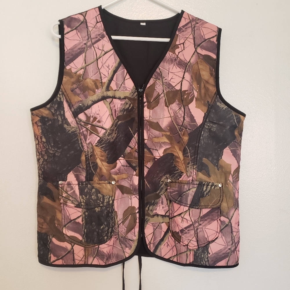 Pink Camo Vest Zip Up XXL Lace Up Back